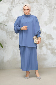 İndigo Blue Plus Size Skirted Dual Suit 10991IM 