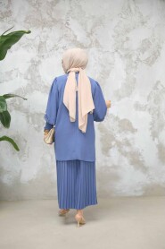 İndigo Blue Plus Size Skirted Dual Suit 10991IM - 4