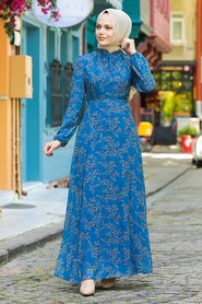 İndigo Mavisi Hijab Dress 279011IM - 1