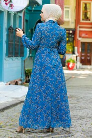 İndigo Mavisi Hijab Dress 279011IM - 2