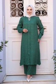 Jacquard Green Modest Two-Piece Set 76671Y - 1