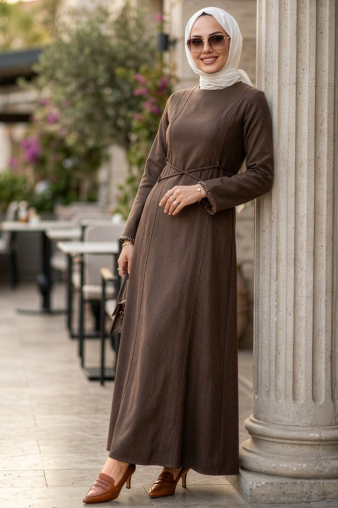 Brown Denim Modest Dress 6289KH - 