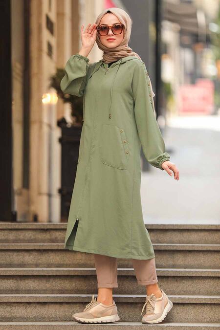 Khaki Hijab Coat 12150HK - NEVA STYLE