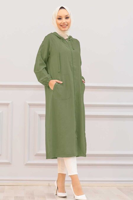 Khaki Hijab Coat 14650HK - NEVA STYLE
