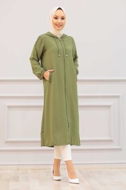 Khaki Hijab Coat 15630HK - 1