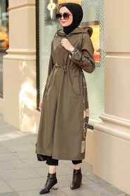 Khaki Hijab Coat 19223HK - 2