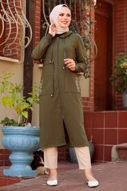 Khaki Hijab Coat 4401HK - 3