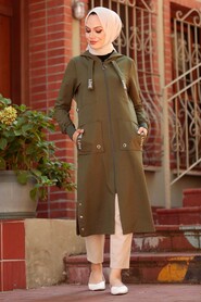 Khaki Hijab Coat 4402HK - 1