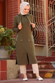 Khaki Hijab Coat 4402HK - 2