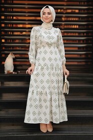 Khaki Hijab Dress 10229HK - 1