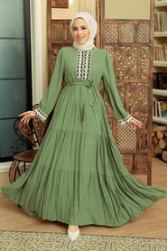 Khaki Hijab Dress 10369HK - 1