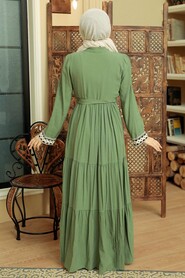 Khaki Hijab Dress 10369HK - 3
