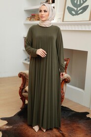 Khaki Hijab Dress 1077HK - 2