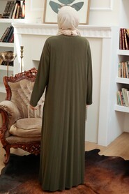 Khaki Hijab Dress 1077HK - 3