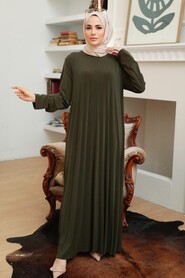 Khaki Hijab Dress 1077HK - 1