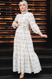 Khaki Hijab Dress 11229HK - 2