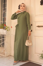 Khaki Hijab Dress 12504HK - 1