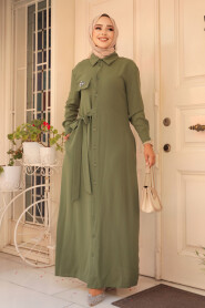 Khaki Hijab Dress 12504HK - 3