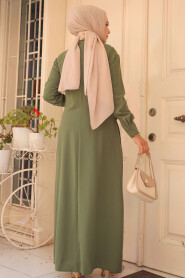 Khaki Hijab Dress 12504HK - 4