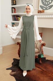 Khaki Hijab Dress 1335HK - NEVA STYLE