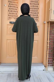 Khaki Hijab Dress 1497HK - 2