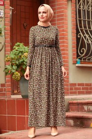 Khaki Hijab Dress 163904HK - 1