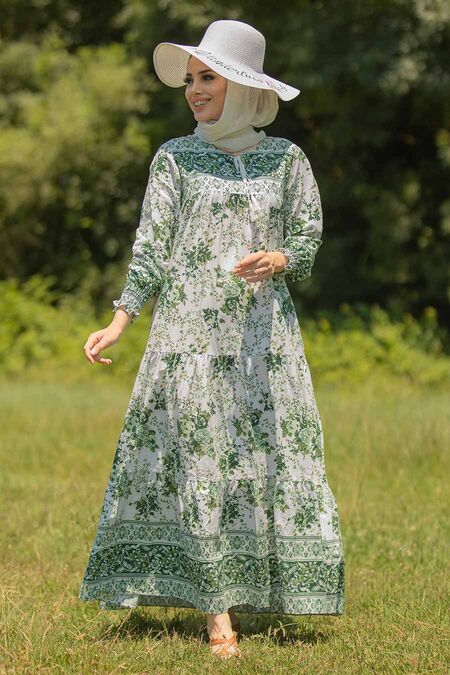 Khaki Hijab Dress 1947HK - NEVA STYLE