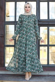 Khaki Hijab Dress 21351HK - 1