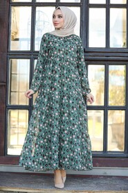 Khaki Hijab Dress 21351HK - 2
