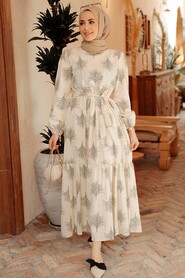 Khaki Hijab Dress 22141HK - 1
