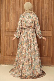 Khaki Hijab Dress 22167HK - 2