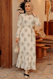 Khaki Hijab Dress 23121HK - 1
