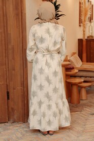 Khaki Hijab Dress 23121HK - 3