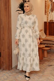 Khaki Hijab Dress 23121HK - 2