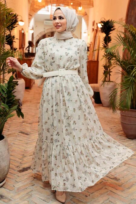 Khaki Hijab Dress 2315HK - NEVA STYLE