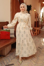 Khaki Hijab Dress 2333HK - 1