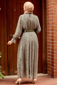 Khaki Hijab Dress 2340HK - 2