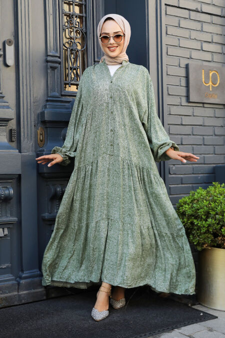 Khaki Hijab Dress 23452HK - NEVA STYLE