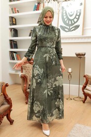 Khaki Hijab Dress 279062HK - 3