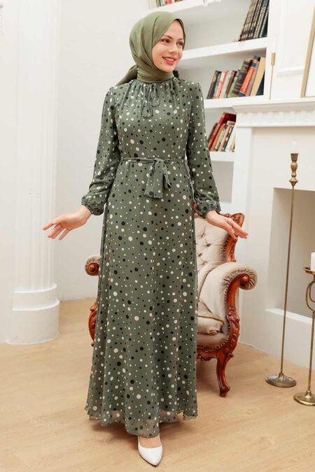 Khaki Hijab Dress 279065HK - NEVA STYLE