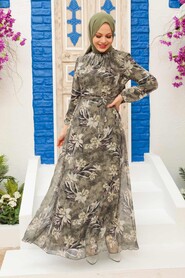 Khaki Hijab Dress 279068HK - 1