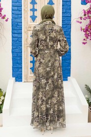 Khaki Hijab Dress 279068HK - 2