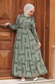 Khaki Hijab Dress 2831HK - 1