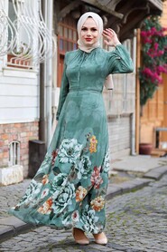 Khaki Hijab Dress 2875HK - 1