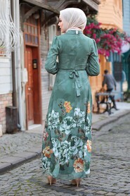 Khaki Hijab Dress 2875HK - 2