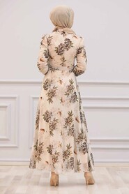 Khaki Hijab Dress 28905HK - 2