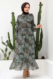 Khaki Hijab Dress 2998HK - 1