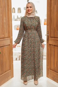 Khaki Hijab Dress 3297HK - 1