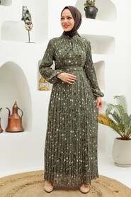 Khaki Hijab Dress 32990HK - 1