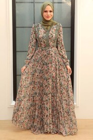 Khaki Hijab Dress 33235HK - 3